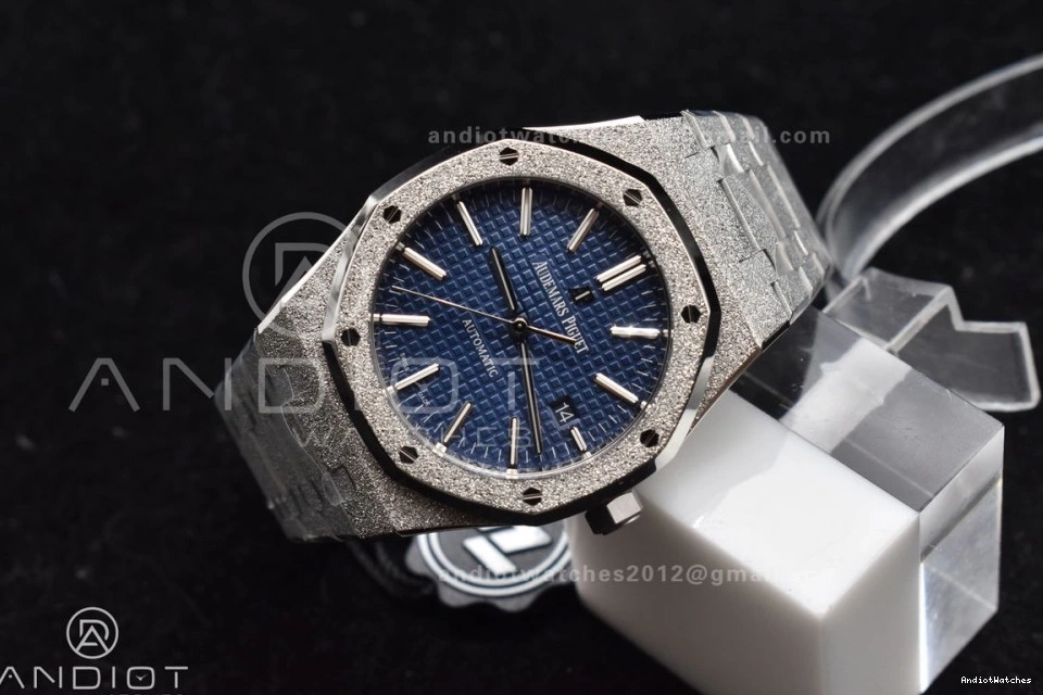 SS ZF 1:1 A Best 1095 Edition Case Textured Oak SS on Royal Frosted Versatile Blue 41mm Bracelet 15400 Dial 0412